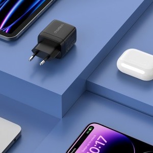 Choetech PD6051 hálózati töltő adapter GAN3 USB-C + USB-C PD 35W (fekete)