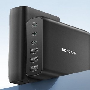 Rocoren hálózati töltő adapter GaN 3x USB-C, 3x USB-A, 100W (fekete)-5