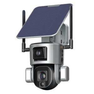 KF Concept WiFi napelemes biztonsági kültéri dual 4K kamera beépített akkumulátorral, mikrofonnal, hangszóróval, infravörös éjszakai 40m hatótávval (KF50.0036)