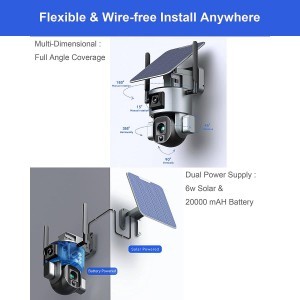 KF Concept WiFi napelemes biztonsági kültéri dual 4K kamera beépített akkumulátorral, mikrofonnal, hangszóróval, infravörös éjszakai 40m hatótávval (KF50.0036)-8