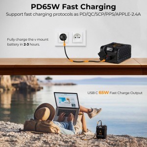 KF Concept 99Wh mini V Mount akkumulátor 14.8V 6700mAh, 65W PD USB-C, USB-A, BP, D-TAP (KF28.0024)-3