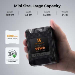 KF Concept 99Wh mini V Mount akkumulátor 14.8V 6700mAh, 65W PD USB-C, USB-A, BP, D-TAP (KF28.0024)-2