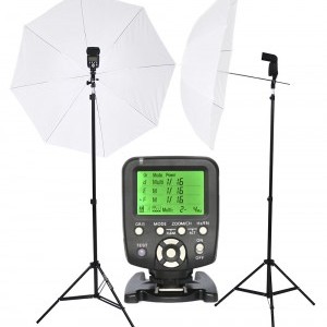 Két vakus szett 560 III vaku + 560 TX + ernyő + állvány + ernyőtartó gömbfej-0