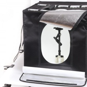 LED lámpás tárgyfotó sátor végtelen háttérrel 80x80x80 cm dimmelhető