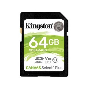 Kingston SDXC 64GB Canvas Select Plus 100R C10 UHS-I U1 V10 memóriakártya