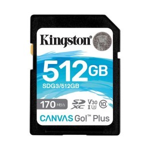 Kingston SDXC 512GB Canvas Go Plus 170R C10 UHS-I U3 V30 memóriakártya