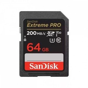 Sandisk 64GB SDXC Extreme Pro 200/90MB/s CL10 U3 V30 memóriakártya