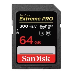 Sandisk 64GB SDXC Extreme Pro 300 MB/S UHS-II CL10 V90