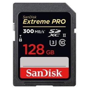 Sandisk 128GB SDXC Extreme Pro 300 MB/S UHS-II CL10 V90-0