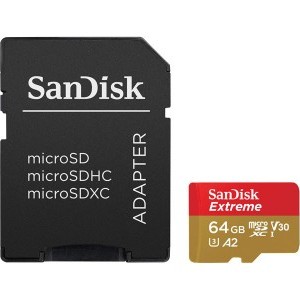 Sandisk 64gb MicroSDXC Extreme memóriakártya + Adapter 170mb/s /80 mb/s UHS-I V30 A2 C10 U3 + Rescue Pro Deluxe szoftver