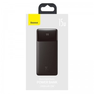 Baseus Bipow Powerbank 20000mAh, 2xUSB, USB-C, 15W (fekete) 