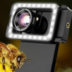 APEXEL APL-HB100FL23 100 mm-es makró mobiltelefon objektív LED világítással (fekete)-1