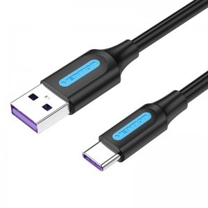 Vention COZBC 5A 0.25m USB-A - USB-C kábel fekete-0