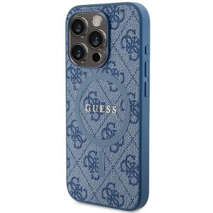 Original Case GUESS hardcase 4G Collection Leather Metal Logo MagSafe GUHMP14XG4GFRB for iPhone 14 Pro Max kék tok