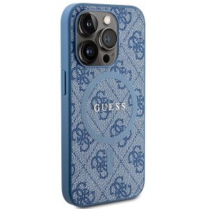 Original Case GUESS hardcase 4G Collection Leather Metal Logo MagSafe GUHMP14XG4GFRB for iPhone 14 Pro Max kék tok