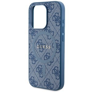 Original Case GUESS hardcase 4G Collection Leather Metal Logo MagSafe GUHMP14XG4GFRB for iPhone 14 Pro Max kék tok