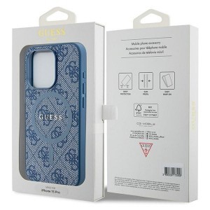 Original Case GUESS hardcase 4G Collection Leather Metal Logo MagSafe GUHMP14XG4GFRB for iPhone 14 Pro Max kék tok