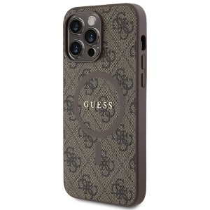 Guess 4G Collection Bőr Fém Logó MagSafe GUHMP14XG4GFRW tok iPhone 14 Pro Max barna