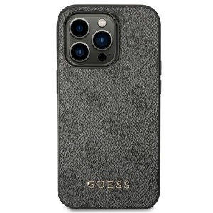 Original Case GUESS Hardcase 4G Metal Gold Logo GUHCP14XG4GFGR for iPhone 14 Pro Max Grey tok