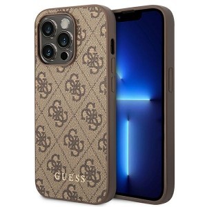 Original Case GUESS Hardcase 4G Metal Gold Logo GUHCP14XG4GFBR for Iphone 14 Pro Max Brown tok