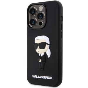 Original Pouch KARL LAGERFELD hardcase Rubber Ikonik 3D KLHCP14L3DRKINK tok for Iphone 14 Pro Black