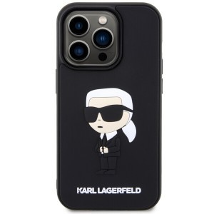 Original Pouch KARL LAGERFELD hardcase Rubber Ikonik 3D KLHCP14L3DRKINK tok for Iphone 14 Pro Black