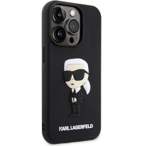 Original Pouch KARL LAGERFELD hardcase Rubber Ikonik 3D KLHCP14L3DRKINK tok for Iphone 14 Pro Black