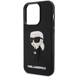 Original Pouch KARL LAGERFELD hardcase Rubber Ikonik 3D KLHCP14L3DRKINK tok for Iphone 14 Pro Black