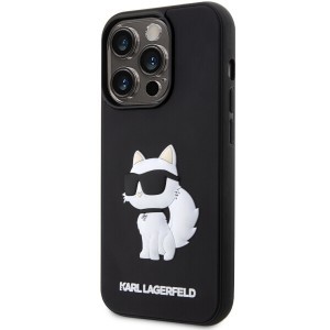 Original Pouch KARL LAGERFELD hardcase Rubber Choupette 3D KLHCP14L3DRKHNK tok iPhone 14 Pro készülékhez fekete