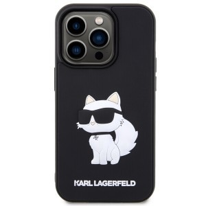 Original Pouch KARL LAGERFELD hardcase Rubber Choupette 3D KLHCP14L3DRKHNK tok iPhone 14 Pro készülékhez fekete