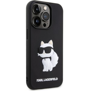 Original Pouch KARL LAGERFELD hardcase Rubber Choupette 3D KLHCP14L3DRKHNK tok iPhone 14 Pro készülékhez fekete