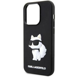 Original Pouch KARL LAGERFELD hardcase Rubber Choupette 3D KLHCP14L3DRKHNK tok iPhone 14 Pro készülékhez fekete