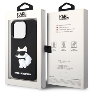 Original Pouch KARL LAGERFELD hardcase Rubber Choupette 3D KLHCP14L3DRKHNK tok iPhone 14 Pro készülékhez fekete