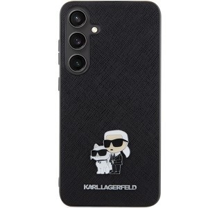 Eredeti KARL LAGERFELD keménytok Saffiano Karl & Choupette fém tű KLHCS24SPSAKCMPK Samsung Galaxy S24 fekete tok