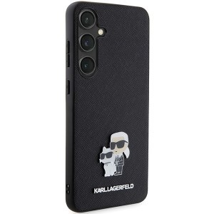 Eredeti KARL LAGERFELD keménytok Saffiano Karl & Choupette fém tű KLHCS24SPSAKCMPK Samsung Galaxy S24 fekete tok