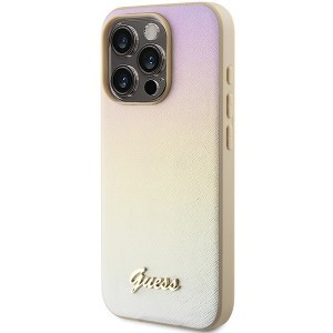 Original Case GUESS hardcase Saffiano Iridescent Script GUHCP14XPSAIRSD iPhone 14 Pro Max tok arany