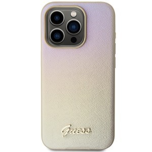 Original Case GUESS hardcase Saffiano Iridescent Script GUHCP14XPSAIRSD iPhone 14 Pro Max tok arany