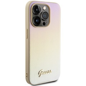 Original Case GUESS hardcase Saffiano Iridescent Script GUHCP14XPSAIRSD iPhone 14 Pro Max tok arany