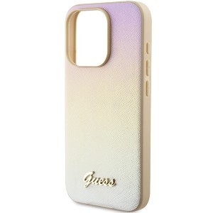 Original Case GUESS hardcase Saffiano Iridescent Script GUHCP14XPSAIRSD iPhone 14 Pro Max tok arany