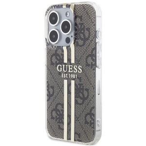 Original Case GUESS IML 4G Gold Stripe GUHCP15LH4PSEGW tok for iPhone 15 Pro barna