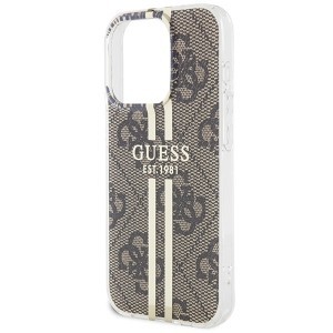 Original Case GUESS IML 4G Gold Stripe GUHCP15LH4PSEGW tok for iPhone 15 Pro barna