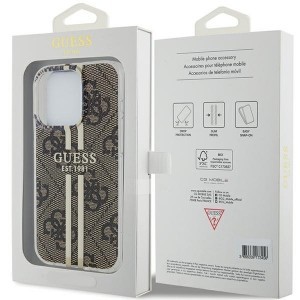 Original Case GUESS IML 4G Gold Stripe GUHCP15LH4PSEGW tok for iPhone 15 Pro barna