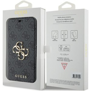 Original GUESS fliptok 4G Metal Logo GUBKP15L4GMGGR iPhone 15 Pro szürke tok