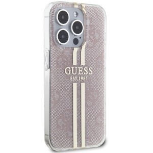 Original Guess IML 4G Gold Stripe GUHCP15LH4PSEGP tok Iphone 15 Pro-hoz rózsaszín