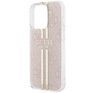 Original Guess IML 4G Gold Stripe GUHCP15LH4PSEGP tok Iphone 15 Pro-hoz rózsaszín