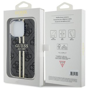 Original Case GUESS IML 4G Gold Stripe GUHCP15LH4PSEGK tok iPhone 15 Pro fekete