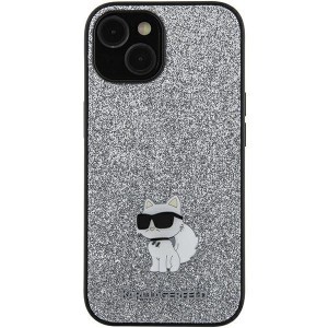 Original Pouch KARL LAGERFELD hardcase Fixed Glitter Choupette Logo Metal Pin KLHCSA55GCNPSG for Samsung Galaxy A55 ezüst tok