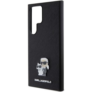 Eredeti Pouch KARL LAGERFELD keménytok Saffiano Karl & Choupette Metal Pin KLHCS24LPSAKCMPK Samsung Galaxy S24 Ultra fekete tok