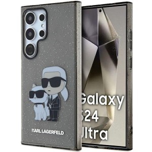 Original Pouch KARL LAGERFELD kemény tok Glitter Karl&Choupette KLHCS24LHNKCTGK Samsung Galaxy S24 Ultra fekete tok