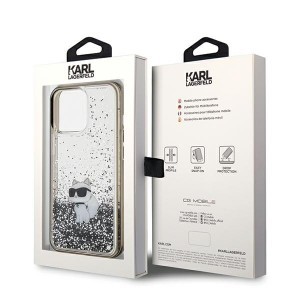 Original Pouch KARL LAGERFELD hardcase Liquid Glitter Choupette KLHCP13LLKCNSK iPhone 13 Pro tok